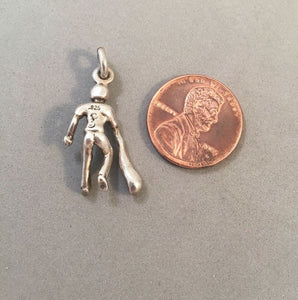 Sale! LACROSSE PLAYER .925 Sterling Silver 3-D Charm Pendant Equipment Field Box Intercross SL82K