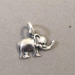 Sale! ELEPHANT .925 Sterling Silver Charm Pendant Sitting Safari Asian African Animal Zoo SL57F