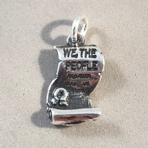 CONSTITUTION We The People .925 Sterling Silver Charm Pendant Scroll Washington DC AH08