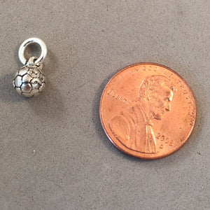 SOCCER BALL Tiny .925 Sterling Silver 3-D Charm Pendant Player Sports SH07