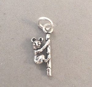 Sale! BEAR CLIMBING TREE .925 Sterling Silver 3-D Charm Pendant Grizzly Brown Cub SL04E