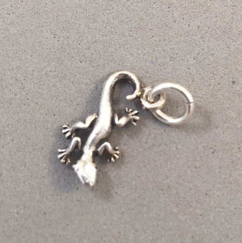 SALE! GECKO Tiny .925 Sterling Silver 3-D Charm Pendant Lizard Reptile Salamander Mexico SL48E