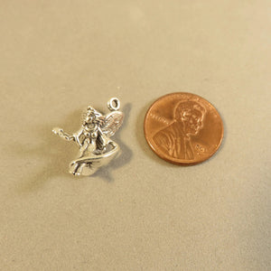 Sale! FAIRY WITH WAND .925 Sterling Silver Charm Pendant Fairytale Fantasy Mythical Mystical SL56M