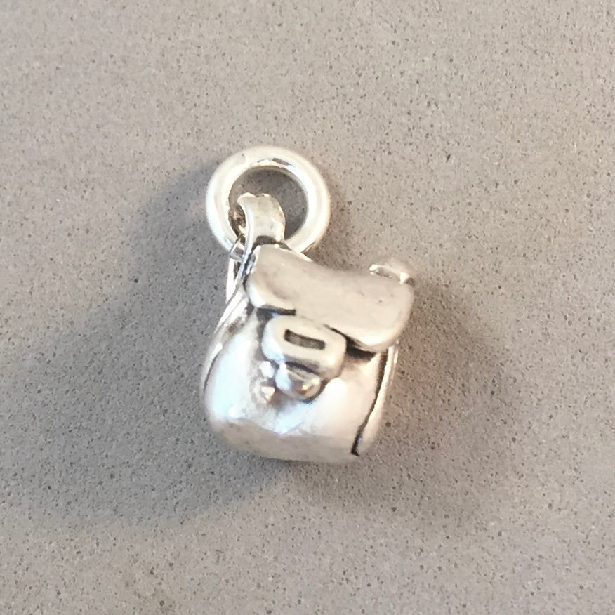 BACKPACK .925 Sterling Silver Charm Pendant Backpacker Hiking RP03