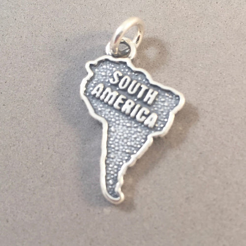 Sale! SOUTH AMERICA MAP .925 Sterling Silver Charm Pendant Outline Shape Continent Peru Chile Colombia Argentinia Ecuador SL54U