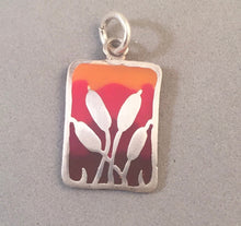 Load image into Gallery viewer, PUSSY WILLOWS Kevin-N-Anna Studios Epoxy .950 Sterling Silver Charm Pendant Flower Grass Handmade KA04