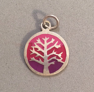 WINTER TREE Kevin-N-Anna Studios Epoxy .950 Sterling Silver Charm Pendant Handmade KA07