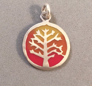 WINTER TREE Kevin-N-Anna Studios Epoxy .950 Sterling Silver Charm Pendant Handmade KA07