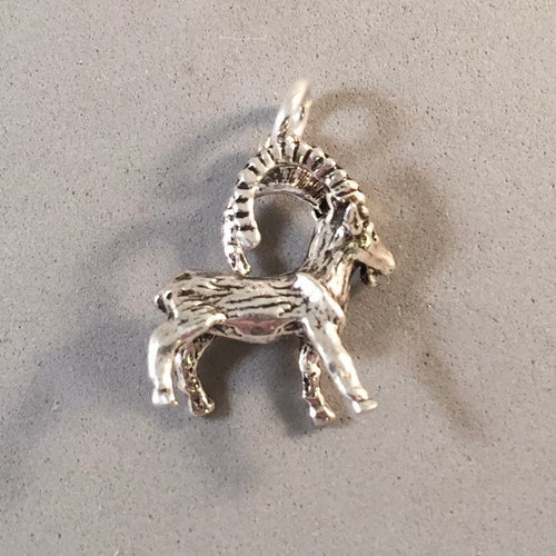 IBEX .925 Sterling Silver 3-D Charm Pendant Mountain Wild Goat Animal AN15