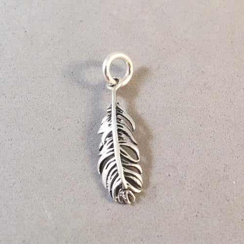 FEATHER Light .925 Sterling Silver 3-D Charm Pendant Bird Old West Southwest Eagle BI43