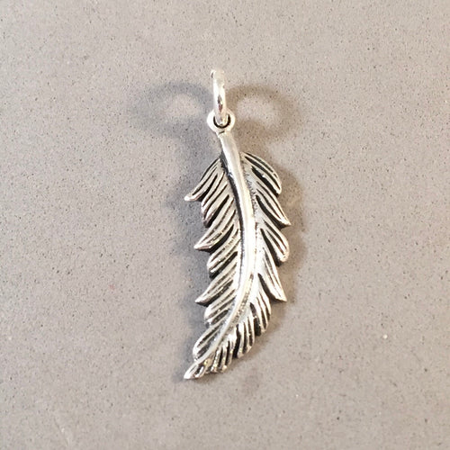 FEATHER .925 Sterling Silver 3-D Charm Pendant Bird Old West Southwest Eagle BI42