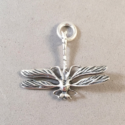 DRAGONFLY Light .925 Sterling Silver 3-D Charm Pendant Garden Insect BI40