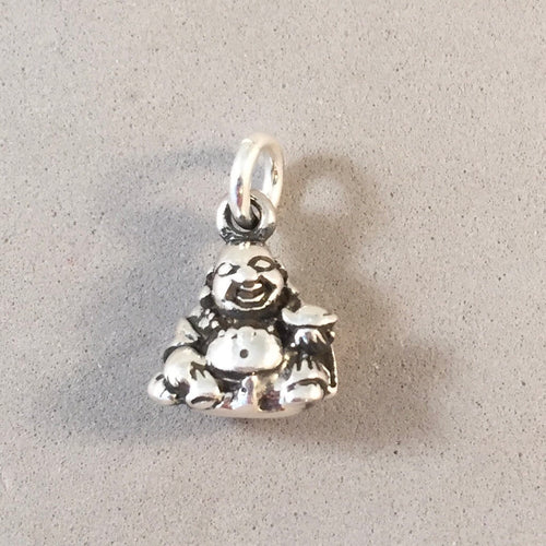 BUDAI .925 Sterling Silver 3-D Charm Pendant Fat Buddha Chinese Religion Buddhism FA37