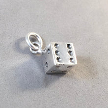 Load image into Gallery viewer, DIE .925 Sterling Silver 3-D Charm Pendant Casino Gambling Dice Game Las Vegas Atlantic City HB09