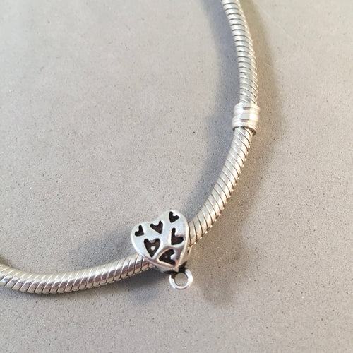 Hearts CONVERTER BEAD For Charm Bracelet .925 Sterling Silver Works for Pandora, European and many Bangle style bracelets FD12