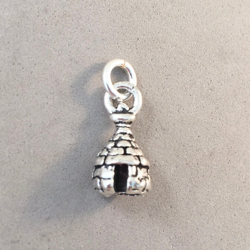 Sale! STONE HUT Small .925 Sterling Silver Charm Pendant Ireland Fahan Skellig Michael County Ring of Kerry Ward Charcoal Ovens TX12