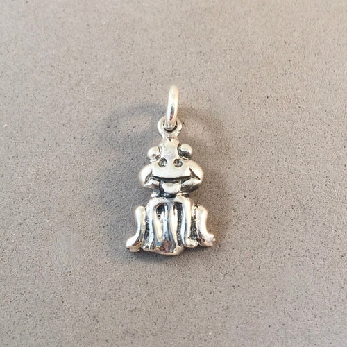Sale! SILLY FROG .925 Sterling Silver Charm Pendant Cartoon Funny AN195