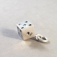 Load image into Gallery viewer, DIE .925 Sterling Silver 3-D Charm Pendant Casino Gambling Dice Game Las Vegas Atlantic City HB09