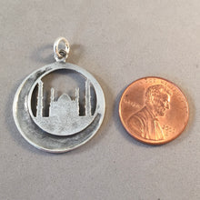 Load image into Gallery viewer, TAJ MAHAL Oversized .925 Sterling Silver Charm Pendant Circle Crescent Agra India Palace TA51