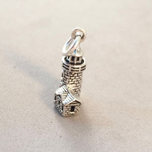 BASS HARBOR HEAD Lighthouse .925 Sterling Silver Charm Pendant Souvenir Acadia National Park Maine PM66