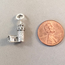 Load image into Gallery viewer, BASS HARBOR HEAD Lighthouse .925 Sterling Silver Charm Pendant Souvenir Acadia National Park Maine PM66