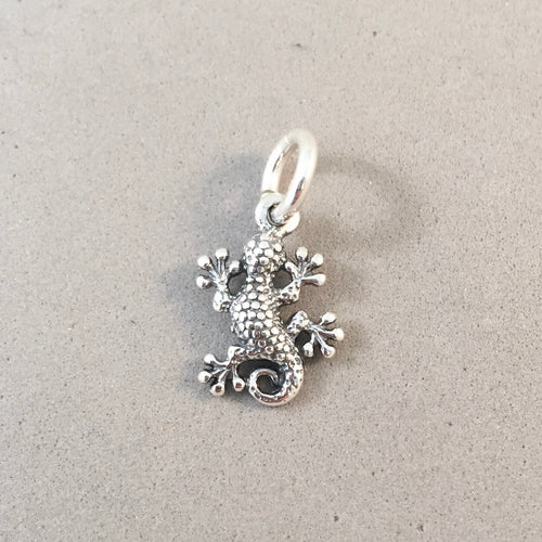 SALAMANDER .925 Sterling Silver 3-D Charm Pendant Gecko Newt Lizard Reptile Mexico Hawaii AN82