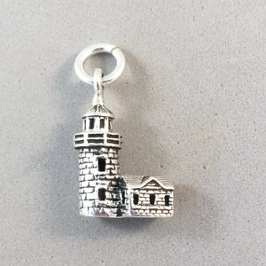 BASS HARBOR HEAD Lighthouse .925 Sterling Silver Charm Pendant Souvenir Acadia National Park Maine PM66