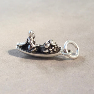 FLOATING MARKET .925 Sterling Silver 3-D Charm Pendant Boat Bangkok Thailand Damnoen Saduak TA49