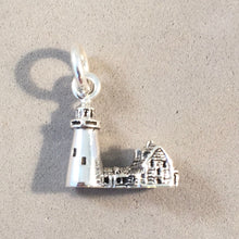 Load image into Gallery viewer, PEMAQUID POINT Lighthouse Small .925 Sterling Silver Charm Pendant Souvenir Maine TU57