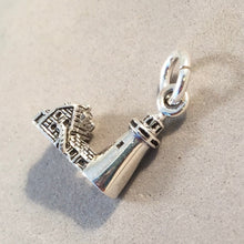 Load image into Gallery viewer, PEMAQUID POINT Lighthouse Small .925 Sterling Silver Charm Pendant Souvenir Maine TU57