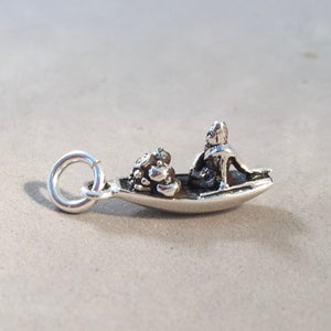 FLOATING MARKET .925 Sterling Silver 3-D Charm Pendant Boat Bangkok Thailand Damnoen Saduak TA49