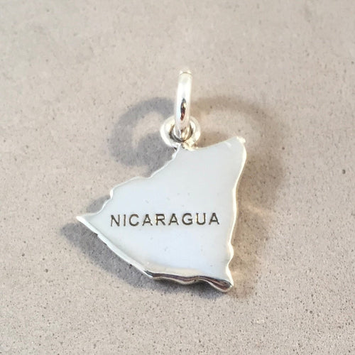 NICARAGUA MAP .925 Sterling Silver Charm Pendant Managua Granada Leon South America Country Souvenir CT18-NC