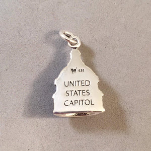 CAPITAL DOME .925 Sterling Silver 3-D Charm Pendant Landmark United States Washington DC Government Travel TY21