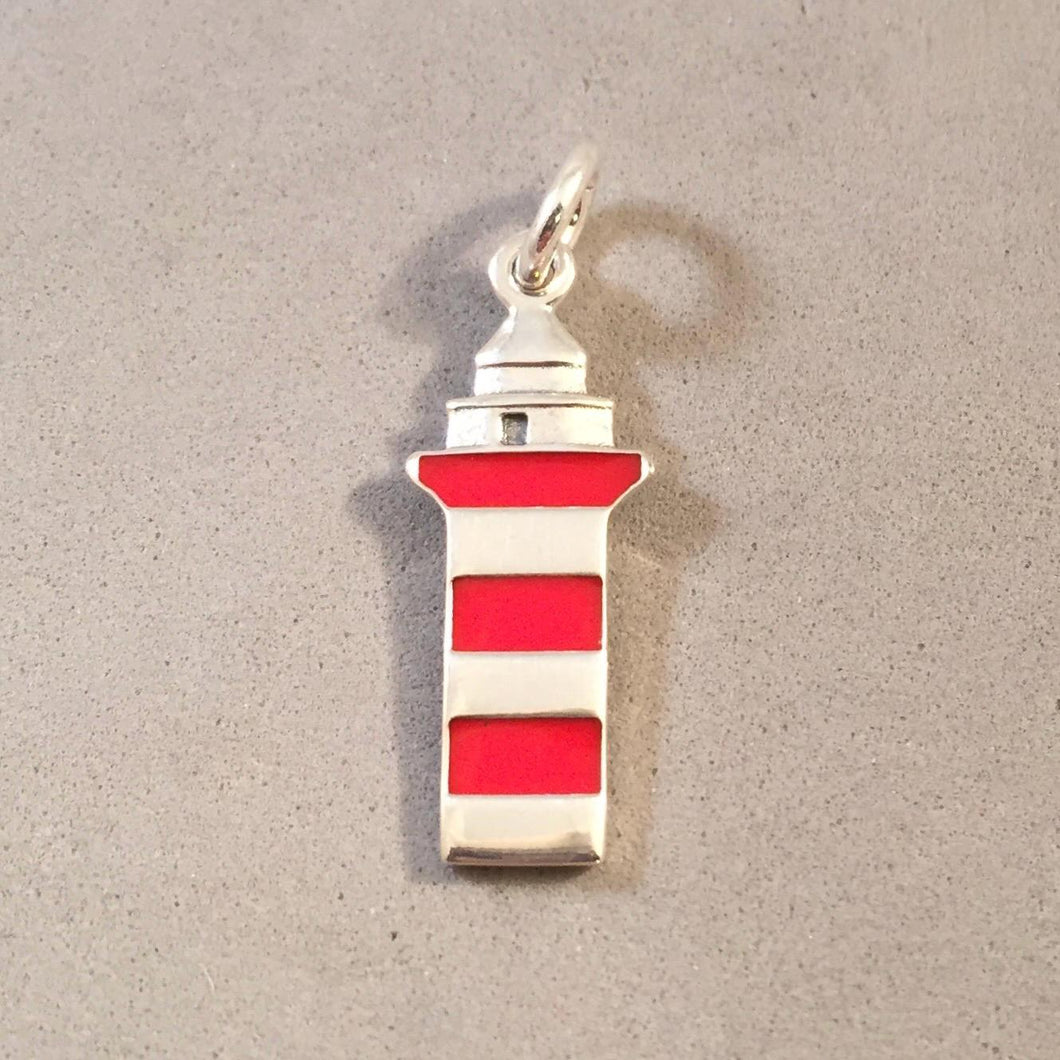 HILTON HEAD Enamel .925 Sterling Silver Charm Pendant Harbour Town Island Marina South Carolina TU58