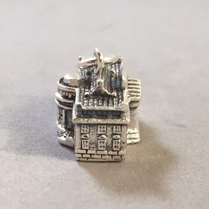 WHITE HOUSE Detailed .925 Sterling Silver 3-D Charm Pendant Landmark Washington DC Government President Residence Travel TY20