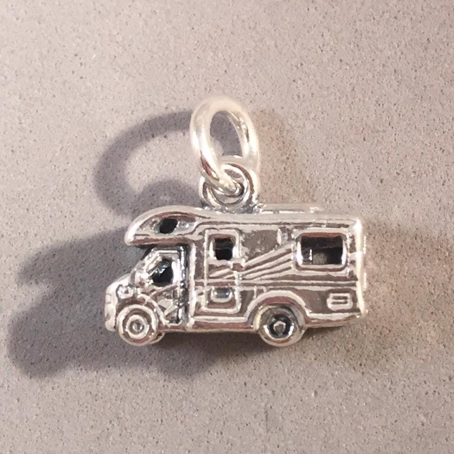 MOTORHOME .925 Sterling Silver Charm Pendant Recreational Vehicle
