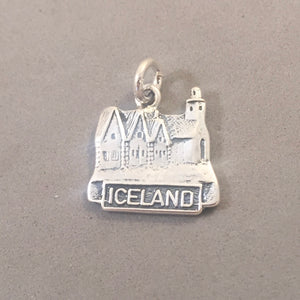 ICELAND .925 Sterling Silver Charm Pendant Reykjavik Village TN06