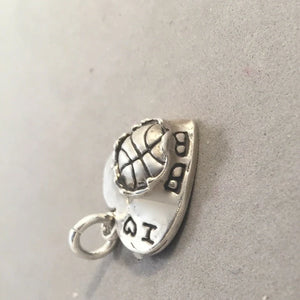 Sale! I LOVE BASKETBALL .925 Sterling Silver Charm Pendant Heart SL31J