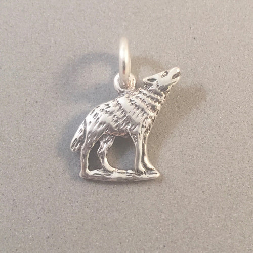 HOWLING COYOTE .925 Sterling Silver Charm Pendant Wolf Dog Old West Animal DS11