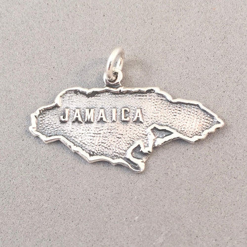 JAMAICA .925 Sterling Silver Map Charm Pendant Shape Caribbean Island Kingston Travel TR13
