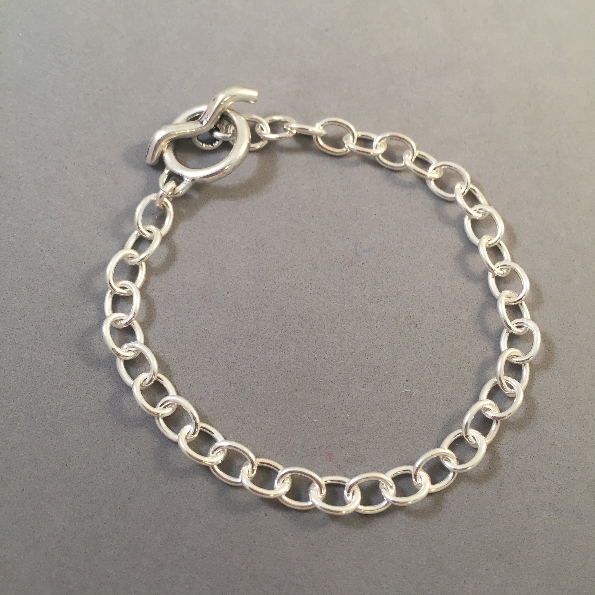Charm Bracelet Medium Oval Toggle Clasp .925 Sterling Silver Clasp Starter 5x7 mm Loop Link 7- 8 CB03 7.5