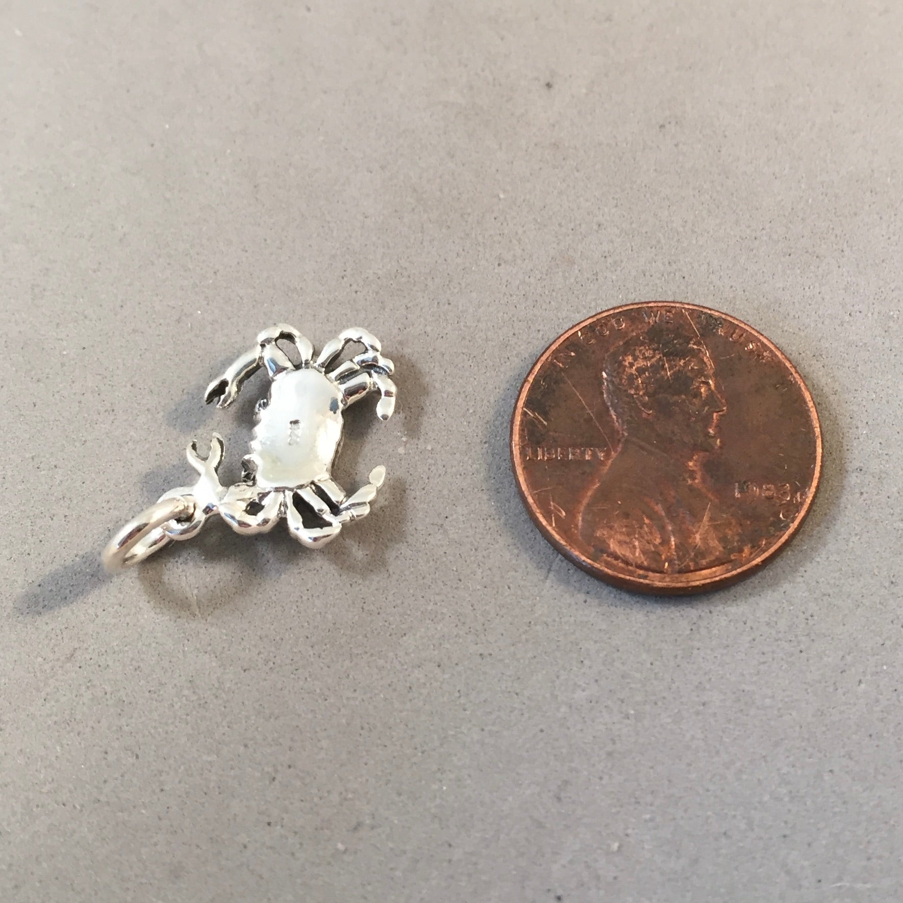 GNOCE Crab Charm - 925 Sterling Silver Animal Charm With Cubic Zirconia For Bracelets & Necklaces