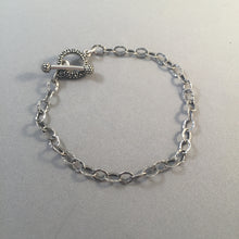 Load image into Gallery viewer, CHARM BRACELET Light Oxidized Toggle Clasp .925 Sterling Silver Starter Bracelet CB13