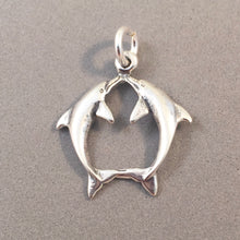 Load image into Gallery viewer, DOLPHINS KISSING .925 Sterling Silver Charm Pendant Nautical Sea Life Ocean Two Jumping Pair BV06