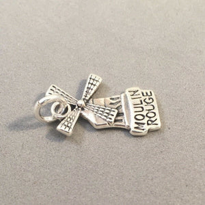 PARIS CABARET .925 Sterling Silver Charm Pendant France Windmill Moulin Rouge Souvenir New tf24