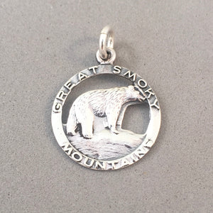 GREAT SMOKY MOUNTAINS Bear Charm .925 Sterling Silver National Park NC TN Travel Pendant  pm33