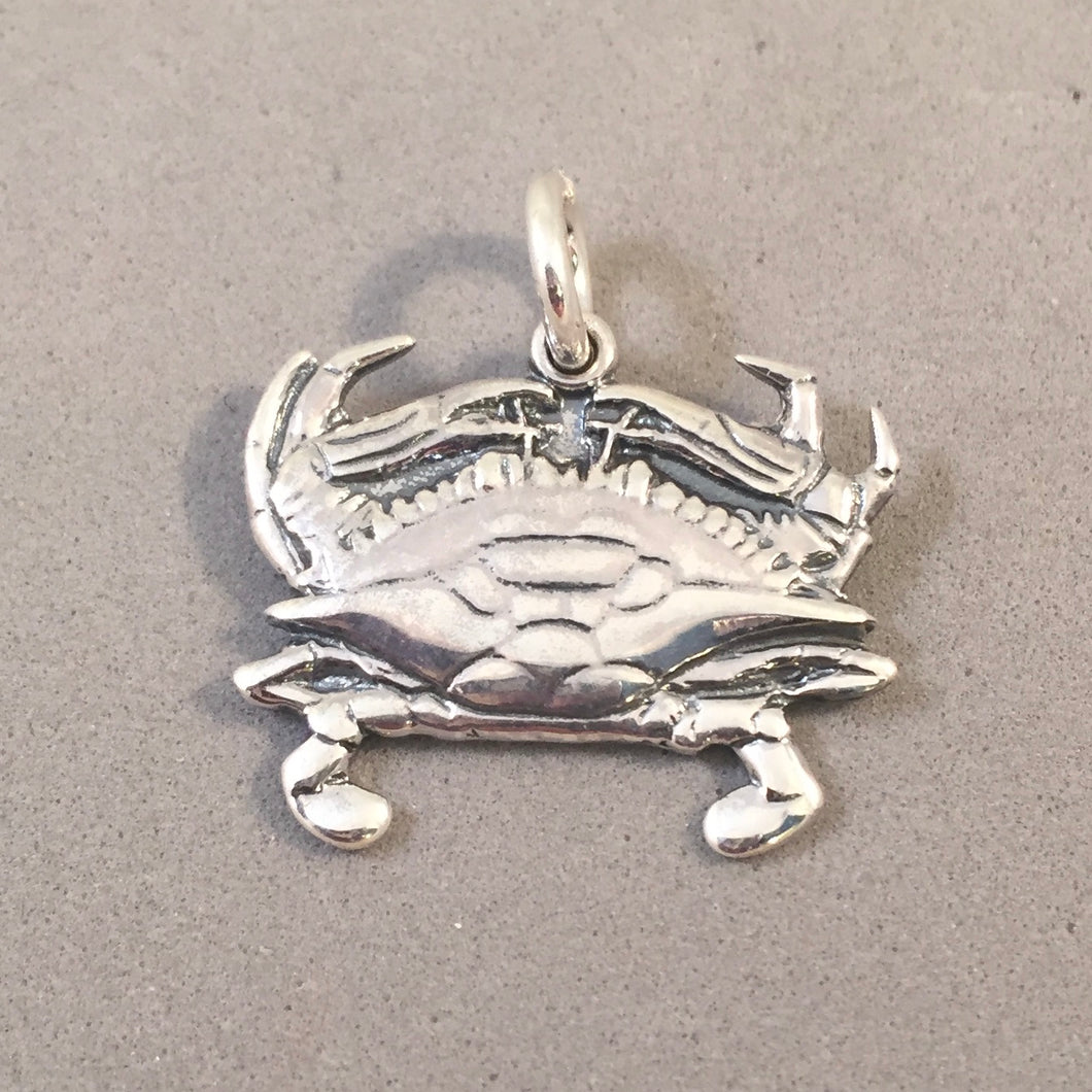 BLUE CRAB Sterling Silver Charm Pendant MD Chesapeake Bay Beach Atlantic Ocean Shellfish nt32