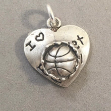 Load image into Gallery viewer, Sale! I LOVE BASKETBALL .925 Sterling Silver Charm Pendant Heart SL31J