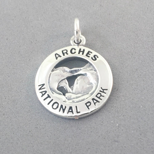 ARCHES National Park .925 Sterling Silver Charm Pendant Moab Utah Double Arch np47