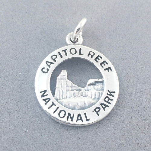 CAPITOL REEF National Park .925 Sterling Silver Charm Pendant Utah Chimney Rock np45